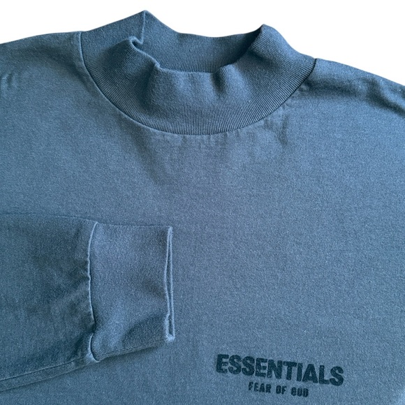 Fear of God Essentials Black Long Sleeve Moc-Neck T-Shirt Cotton Oversized Small - Picture 14 of 15